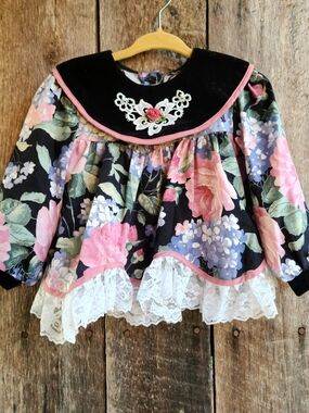 Vintage Frilly Minidress With Matching Bloomers Girl's 18M Floral